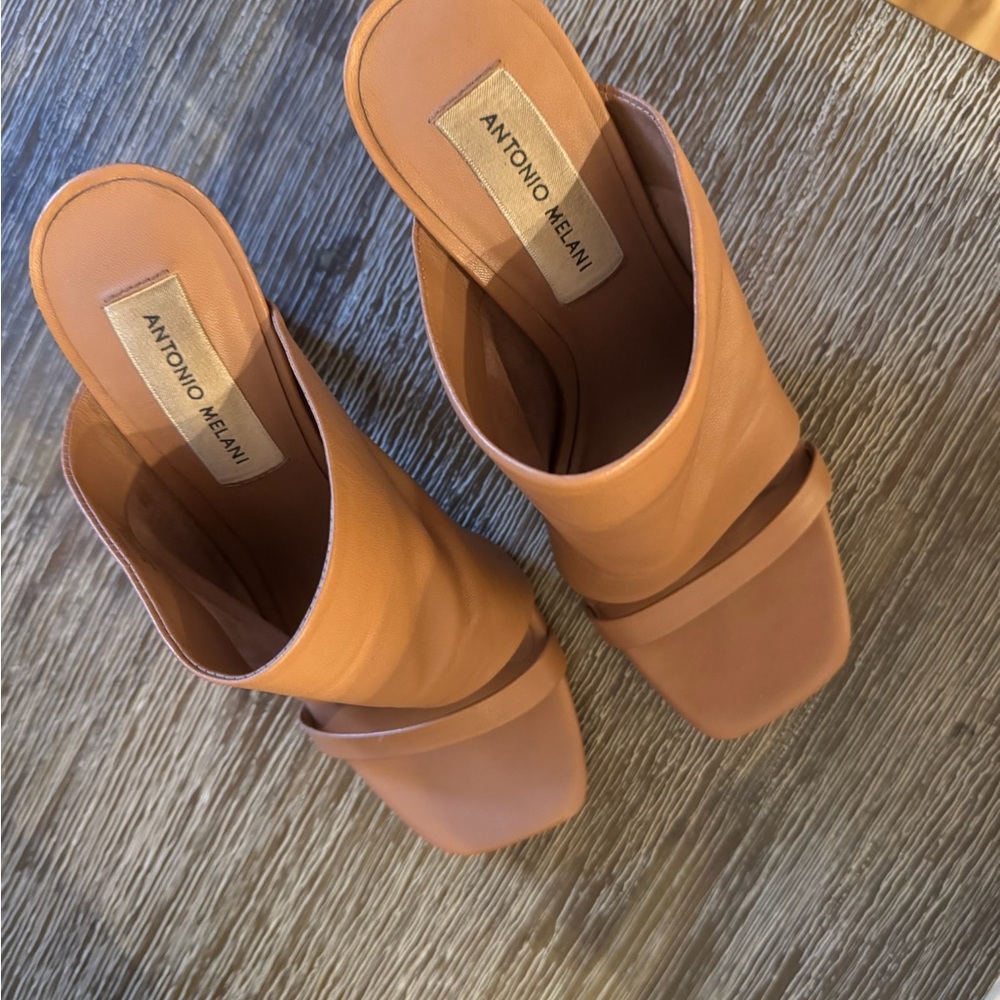 Antonio Melani Tan Mules with Minimalist Design